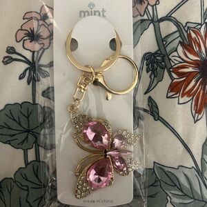 Mint Pink and Gold Butterfly Key Holder